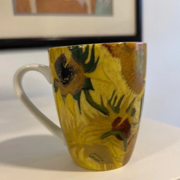 Van Gogh Museum Sunflowers Mug Yellow Green All Over Art Porcelain Amsterdam - Picture 3 of 5